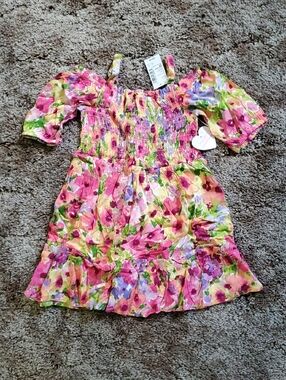 The Childrens Place Floral Pink Off-Shoulder Kids Dress size 3t